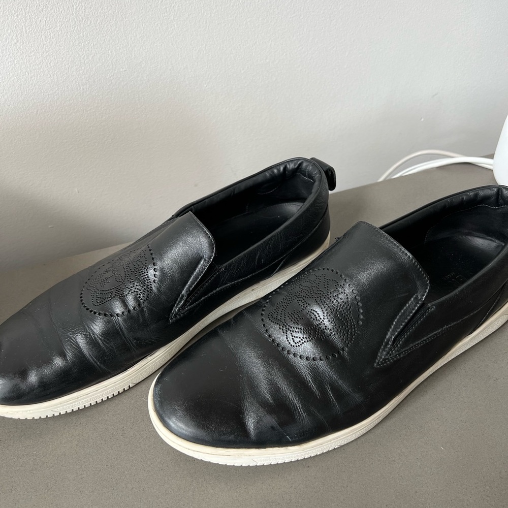Versace leather slip ins in size 13
